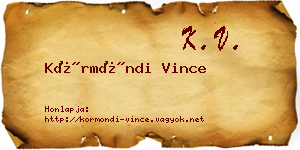 Körmöndi Vince névjegykártya